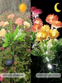 7朵向日葵太阳能花园灯 - 户外太阳能向日葵灯，用于花园装饰，逼真的草坪灯，适用于花园、庭院、派对、母亲节礼物、露台、小径、草坪 - 彩色 - 查看 7