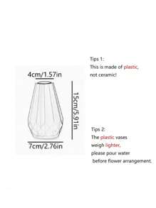 Plastic Anti-Fall Minimalist Diamond-Shaped Hydroponics Flower Vase, Suitable For Indoor, Cafe, Real Flower Cultivation,Home Decor,Flower Vase,Centerpiece,Table Decor Gifts Birthday Graduation
