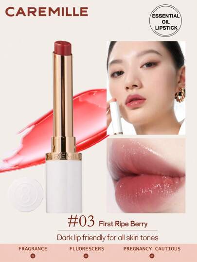 CAREMILLE Essential Oil Lip Balm & Lip Stain, PH Lip Balm, Color Changing Lipstick And Tinted Lip Balm, No Fragrance No Fluorescers No Nepal Gold Ester No Pregnant Cautious Ingredient, Makeup And Lip Care All-In-One, Lip Moisturizer, Non Sticky, Natural Lip Balm