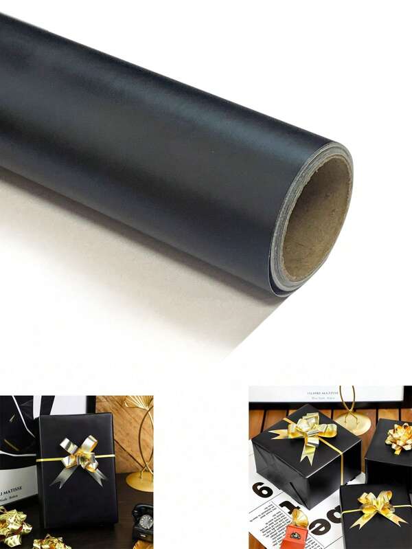 Matte Metal Black Wrapping Paper, Solid Color Paper, Gift Wrapping Paper, Perfect For Wedding, Valentine's Day, Birthday, DIY Bouquet, Christmas, Christmas Valentine Day