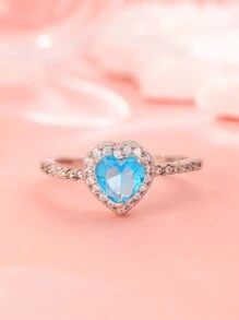 可调节奢华彩色心形铜戒指，镶嵌水钻，适合婚礼、宴会、派对、节日等场合，是馈赠亲友的绝佳礼物。 - 彩色 - 查看 13