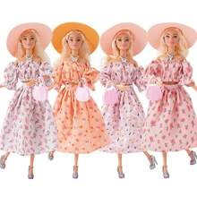 6 piezas/set Ropa para vestir muñeca de moda de 11.5", incluye 1 par de zapatos, 1 sombrero, 1 collar, 1 conjunto, 1 bolso, 1 pulsera (muñeca no incluida) - Multicolor - Ver 9
