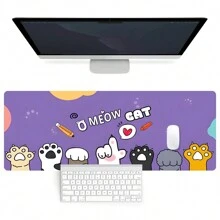 FoBianJie Tấm lót chuột hình chú mèo cưng dễ thương Tấm lót chuột để bàn 31,5 X 11,8in cho bàn phím, Tấm lót chuột trò chơi 3D cho phòng khách phòng ngủ, Trang trí nhà cho người chơi trò chơi, Tấm lót chuột quà tặng có đế cao su chống trượt, Tấm lót chuột Bàn phím cho chuột - Chân mèo dễ thương - Xem 1
