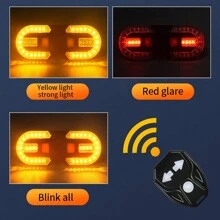 1pc USB Rechargeable Wireless Remote Control Bicycle Turn Signal Tail Light, Detachable Mountain Bike Night Riding Taillight - Black - View 5