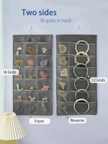 Porte-accessoires pour cheveux, organisateur mural pour épingles à cheveux, bandeaux, élastiques, serre-têtes, pinces à cheveux, ornements pour cheveux, sac suspendu pour pinces à cheveux, organisateur de maquillage - Beige - Voir 15