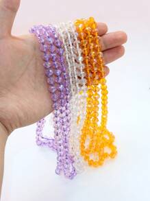 1pc Faced Crystal Glass Beads Hand Knotted 150cm Long Necklace For Fashion Ladies