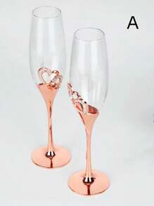 1pc Heart Crystal Champagne Flute With Stainless Steel Base For Wedding, Proposal, Birthday Party, Anniversary, Valentine's Day Gift. This Champagne Glass Has A Transparent Stem And A Heart-Shaped Crystal Decorated With Diamonds Inlaid On The Stainless Steel Base. It Is Suitable For Wedding Couples, Mr. And Mrs. Parties, Anniversary Celebrations, And Valentine's Day Gifts.