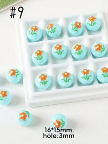 Hand-Painted Beads, Flower Series Round Beads, Acrylic Creative Beads, Variety Of Elegant And Cute Colors Suitable For Festivals, Gifts, Matching Accessories, And Daily DIY - Hand Painted Flower Beads - View 17