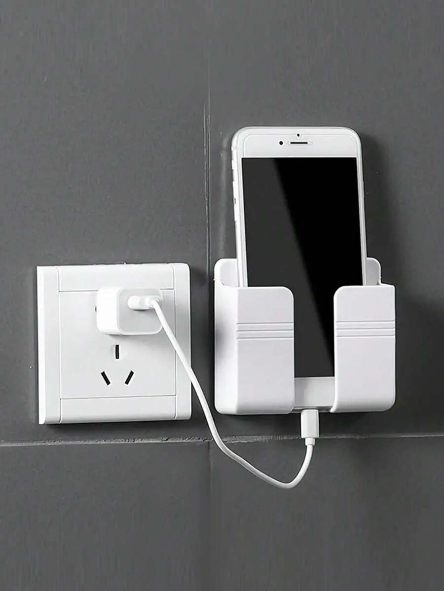 1 pieza Soporte de pared para teléfono móvil sin perforación, organizador de almacenamiento de control remoto, contenedor de carga junto a la cama, estantería para decoración del hogar y el baño, decoración de otoño, de vuelta a la escuela