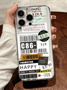 1 pieza Funda transparente espacial compatible con iPhone 11 12 13 14 PROMAX 15, con pegatina loca - Multicolor - Ver 2