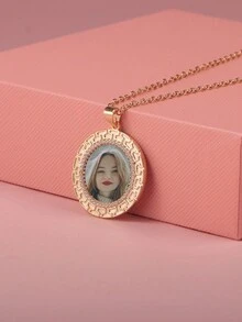 定制 3D 宝石镶嵌花卉图案彩色照片吊坠项链，情人节、生日、周年纪念日、圣诞节赠送亲朋好友的个性化礼物 - 款式1 - 查看 4