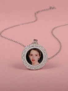 定制 3D 宝石镶嵌花卉图案彩色照片吊坠项链，情人节、生日、周年纪念日、圣诞节赠送亲朋好友的个性化礼物 - 款式1 - 查看 8