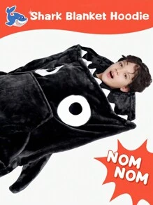 Shark Hoodie Blanket For Adult, Shark Wearable Blanket Hoodie Gifts For Women Men, Funny Blanket With Sleeves Is Funny Gift, Hooded Blanket Shark Gifts - 黑色 - 查看 5