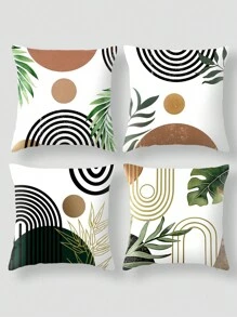 4 Cái/bộ Vỏ Gối Phong Cách Boho, Vỏ Gối Trang Trí Họa Tiết Hoàng Hôn Trừu Tượng Trang Trại Cho Ghế Sofa, 17.7x17.7 Inch, Chỉ Có Vỏ - Nhiều màu - Xem 1