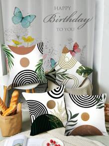 4 Cái/bộ Vỏ Gối Phong Cách Boho, Vỏ Gối Trang Trí Họa Tiết Hoàng Hôn Trừu Tượng Trang Trại Cho Ghế Sofa, 17.7x17.7 Inch, Chỉ Có Vỏ - Nhiều màu - Xem 2