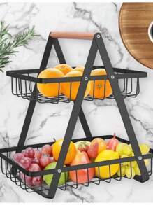 Contenedor Frutero Canasta de 2 Niveles Desmontable Negro - Negro - Ver 1