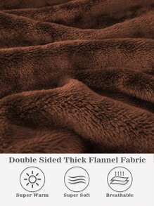 1 Pcs Wearable Blanket Sweatshirt Gifts For Women And Men, Warm And Cozy Giant Blanket Hoodie, Thick Flannel Blanket With Sleeves And Giant Pocket - 棕色 - 查看 4