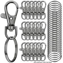 20pcs Rotatable Lobster Claw Clasps With 10pcs Keychains And 10pcs Split Rings, DIY Jewelry & Craft Supplies, Valentine Gift For Men And Women - Black - View 1