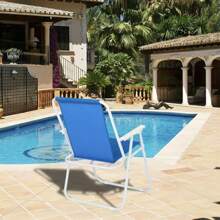 Oxford Cloth Iron Outdoor Beach Chair Blue - Màu xanh lam - Xem 1