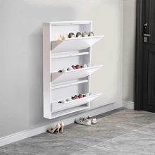 ZhdnBhnos LINSIE Modern Foldable Shoe Cabinet,Dustproof Shoe Cabinet,Storage Shoe Rack Suitable For Entry Shoe Locker With 3 Clamshell Doors The Best Gift/Present For Family&Friends Happy Christmas