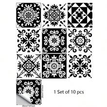 10 piezas/paquete Baldosas de piso autoadhesivas de PVC grueso, resistente al agua y a las manchas, adecuado para cocina, baño, sala de estar, balcón - Multicolor - Ver 12