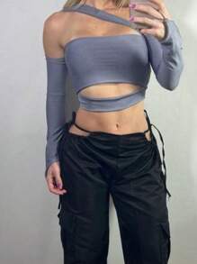 Long-Sleeved Cropped With Suplex Toe, Low-Cut Winter Fashion - 灰色 - 查看 2