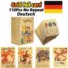 55 pezzi - Carte da collezione in oro, argento e nero di Charizard, Mewtwo Vmax GX Vstar in inglese, spagnolo, francese e tedesco, giocattoli per appassionati - Dorato - Visualizzare 23