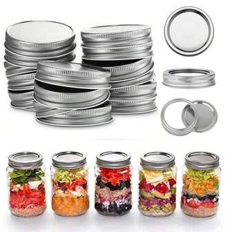 2/4/8pcs Metal Canning Lids And Rings Regular Mouth Suitable For Ball Or Kerr Jars,Small Mouth Mason Jar Lids And Bands Metal Mason Jar Lids - Fit For Wide & Regular Mouth Jars, Bottles - Leakproof Seal For Food Storage Containers - Kitchen Organization Essentials