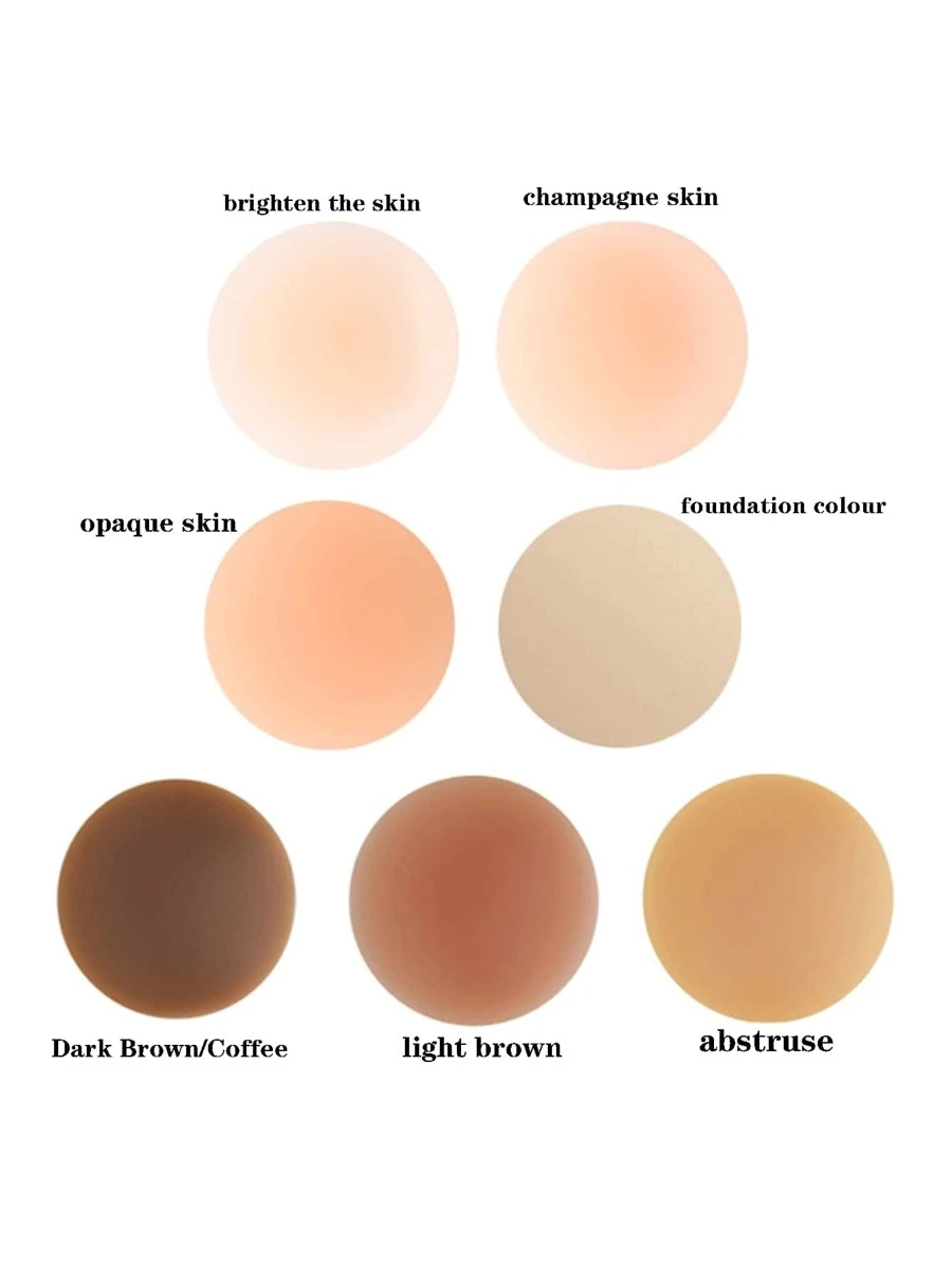 1 对 8CM 凝胶固体硅胶乳胶贴防滑透气隐形乳房贴防点乳晕贴 7 种颜色可重复使用可清洗 - 彩色 - 查看 1