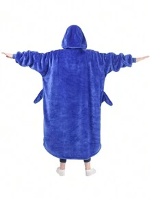 Shark Hoodie Blanket For Adult, Shark Wearable Blanket Hoodie Gifts For Women Men, Funny Blanket With Sleeves Is Funny Gift, Hooded Blanket Shark Gifts - 藍色 - 查看 2