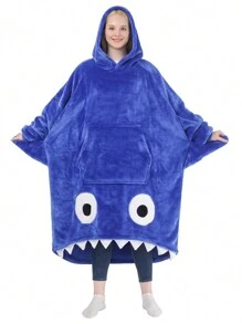Shark Hoodie Blanket For Adult, Shark Wearable Blanket Hoodie Gifts For Women Men, Funny Blanket With Sleeves Is Funny Gift, Hooded Blanket Shark Gifts - 藍色 - 查看 1