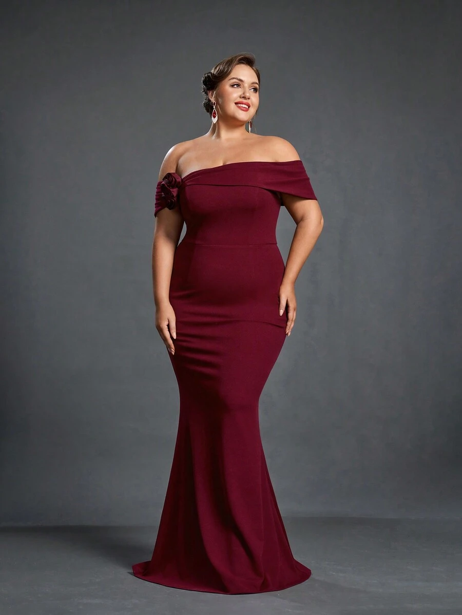 Plus Size Mother Of The Bride Dresses - Burgundy - View 1