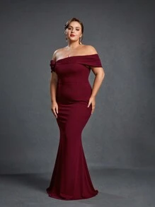 Plus Size Mother Of The Bride Dresses - Burgundy - View 4
