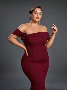 Plus Size Mother Of The Bride Dresses - Burgundy - View 6
