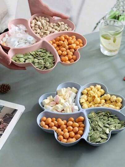 1 peça de prato de aperitivo, pratos inquebráveis para servir batatas fritas e molhos, bandeja de servir em formato de coração com 4 compartimentos para nozes, doces, frutas secas, saladas, lanches, presente de Natal