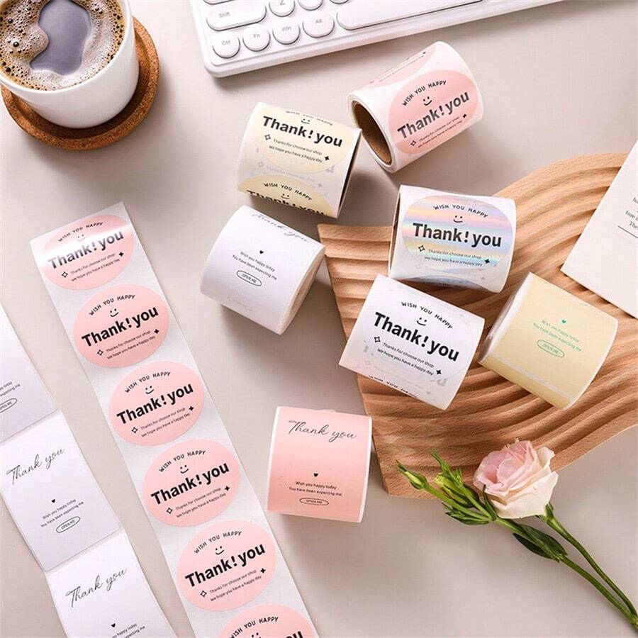 120/200 chiếc, Nhãn dán giấy Kraft tròn Cảm ơn vì đã ủng hộ doanh nghiệp nhỏ của tôi Nhãn dán trang trí niêm phong Văn phòng phẩm, Nhãn dán niêm phong trang trí để giao hàng, trang trí, quà tặng, bao bì - Nhiều màu - Xem 1