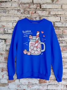 Blouse Moletom Bubble Strawberry Milk GOLA 1174 Fluxo FX - Xanh đậm - Xem 1