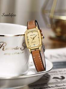SUNLIFEX SUNLIFEX Fashion Retro Square Women Quartz Watch, Vintage Style, With Gift Box