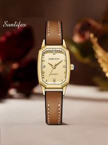 SUNLIFEX SUNLIFEX Fashion Retro Square Women Quartz Watch, Vintage Style, With Gift Box