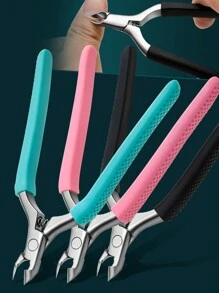 1pc Professional Stainless Steel Cuticle Nipper, Cuticle Remover Tool For Nail And Toe Nail, Nail Manicure Tool For Silicone Callus Trimmer, Nail Edge, Hang Nail Cutter, Ingrown Toenail Nipper, Nail Salon Use, Black/Blue/Pink - Multicolor - View 2