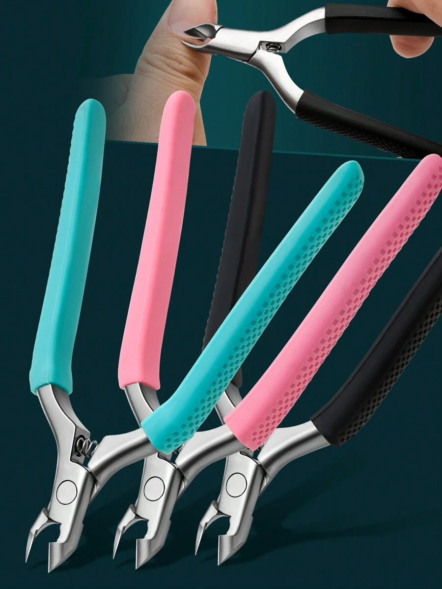 1pc Professional Stainless Steel Cuticle Nipper, Cuticle Remover Tool For Nail And Toe Nail, Nail Manicure Tool For Silicone Callus Trimmer, Nail Edge, Hang Nail Cutter, Ingrown Toenail Nipper, Nail Salon Use, Black/Blue/Pink