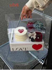 1pc Transparent Hand-Held Rose Gift Box, PVC Valentine Fruit Flower Box,Christmas Valentine Day