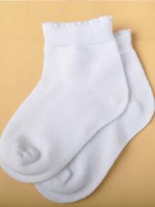 5 Pairs Kids Lightweight Breathable Solid Color Running Sports Ankle Socks - White - View 3