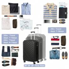 20/24/28in Luggage Sets ABS Suitcase W/TSA Lock&Spinner Wheels Business Trolley - 黑色 - 查看 3