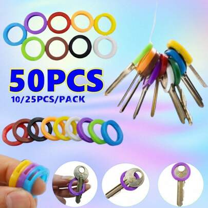 25/50PCS Hollow 8 Colors Rubber Soft Key Locks Keys Cap Key Covers Topper Keyring