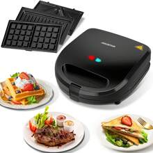 3-in-1 Sandwichmaker - Sandwichtoaster, Kontaktgrill, Waffeleisen - 3 Abnehmbare, Spülmaschinengeeignete und Antihaftbeschichtete Grillplatten - Dreieckiger Sandwich Maker 750 W - Vielseitig & praktisch