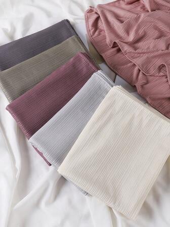 1 buc. Hijab musulman din jerseu texturat, respirabil, de culoare solidă, pentru femei