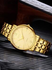 KKY Men's New Quartz Watch Brand Business Luxury Simulated Pointer Waterproof Stainless Steel Men's Watch - 金色 - 查看 2