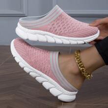 Ciabatte slip-on estive da donna, pantofole leggere e traspiranti senza tallone in rete - Rosa - Visualizzare 5
