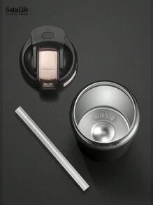 1 pieza, Vaso de viaje de acero inoxidable de 600ml, apto para bebidas frías y calientes, crema. Gran regalo para la vajilla, artículos de cocina, útiles escolares, accesorios de viaje en verano e invierno 2025 Vuelta al cole